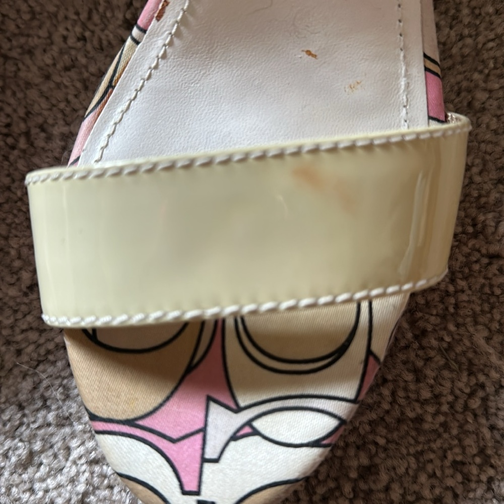 Coach Women's Pink and Yellow Patterned Wedge Sandals Size:8 - Picture 13 of 14
